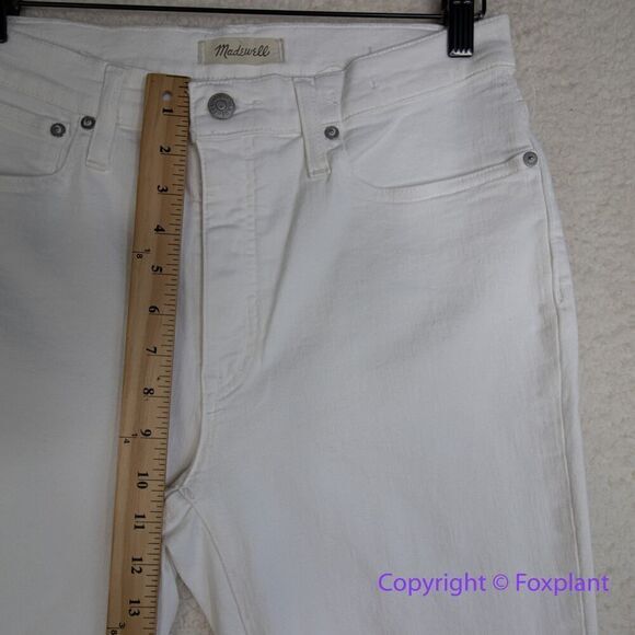 New! Madewell Cali Demi-Boot Jeans in Pure White: Raw-Hem Edition, 30 - Picture 5 of 15
